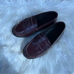 Janie and Jack Burgundy Brown Genuine Leather Boy’s Kid’s Loafers Shoes